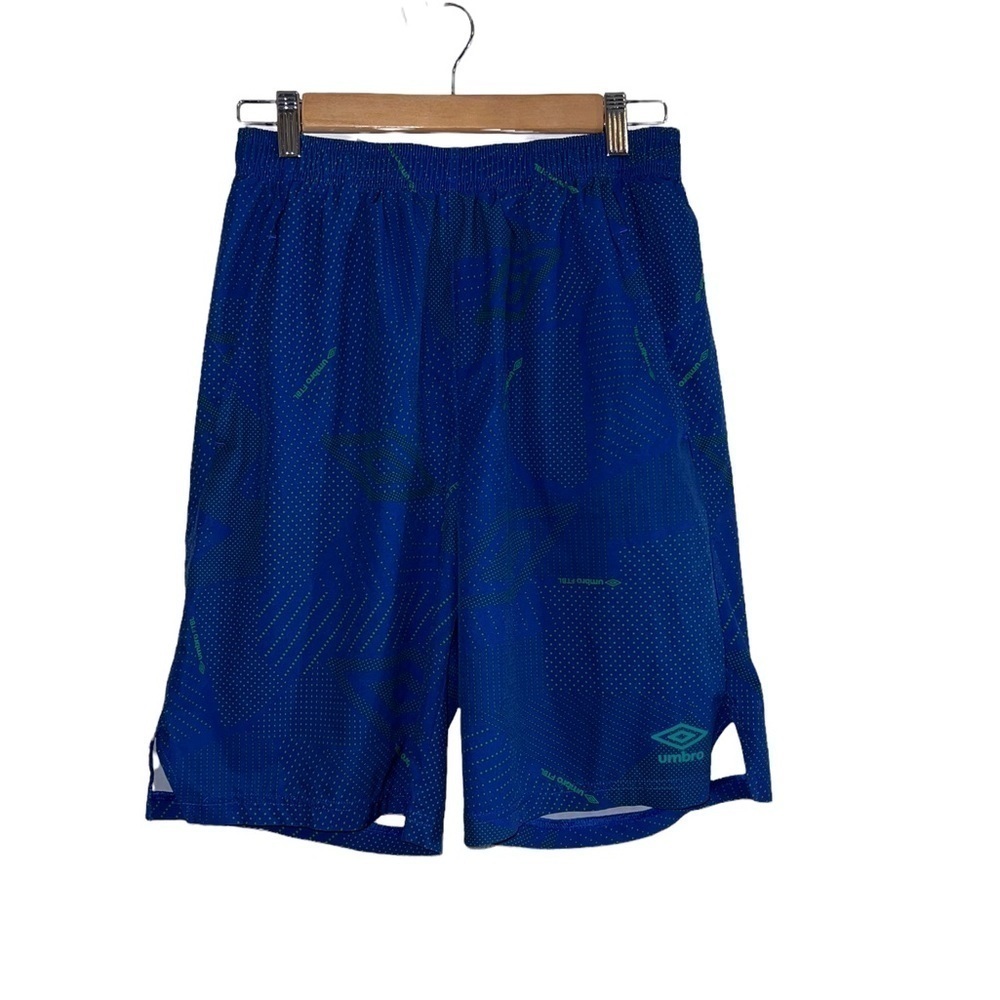 UMBRO Youth Boys Blue Green FTBL Soccer Athletic Shorts Futbol Size XL (16/18)